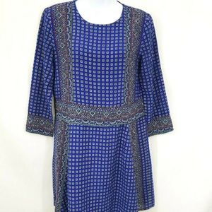 Madewell blue paisley print long sleeve dress